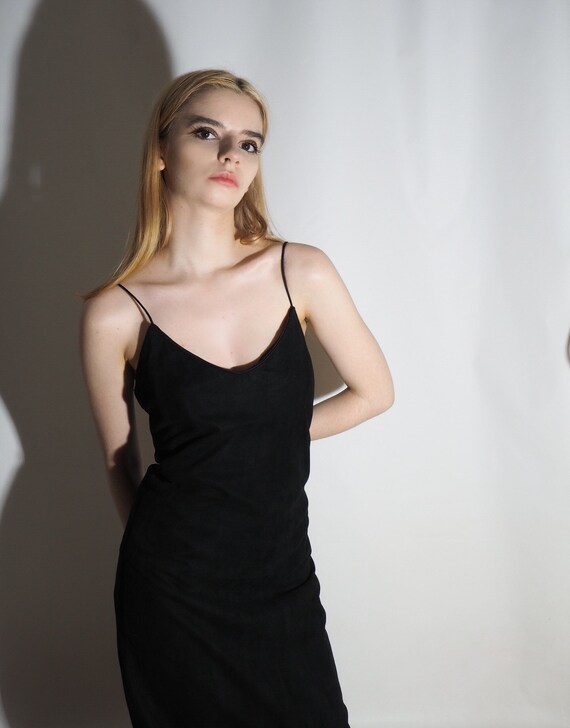 Vintage 1980s Suede long Slip Dress