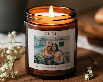 Photo Candle, Bridesmaid Proposal, Personalized Candle, Bridesmaid Gifts, Photo Gifts, Custom Photo Gift, Bridesmaid Candle