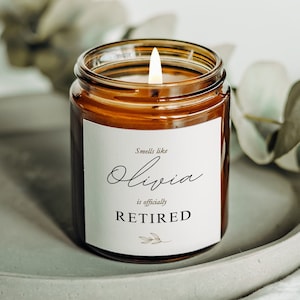 Personalized Retirement Gift for Her, Personalized Candle, Retirement Candle, Smells Like Candle, Farewell Gift, Boss Leaving Gift