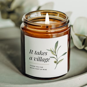 It Takes a Village Candle Gift, gepersonaliseerd cadeau, bedankkaars, gepersonaliseerde kaars, bedankje, cadeau leraar, cadeau leraar, oppascadeau