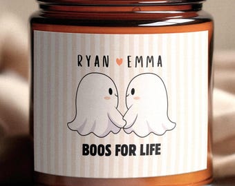 Vela Boos For Life, regalo de Halloween para parejas, vela personalizada, linda decoración de Halloween, regalo para novio/novia, rellenos para cestas de Halloween.