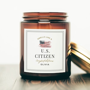 Regalo personalizado para ciudadanos estadounidenses, regalo de ciudadanía, regalo de tarjeta verde, regalo para nuevos ciudadanos, nuevo residente de EE. UU., velas divertidas, ciudadano estadounidense