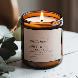 Candela profumata per damigella d'onore, proposta di matrimonio per damigella d'onore, candela personalizzata, design minimalista, proposta di matrimonio per damigella d'onore, regali per damigelle d'onore