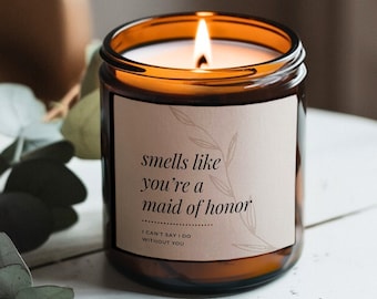 Smells Like Maid of Honor Candle, Maid of Honor Proposal, Personalized Candle, Minimalist Design, Bridesmaid Proposal, Maid of Honor Gifts