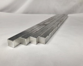 Barra cuadrada de aluminio 6061, 1/2" cuadrado x 10" de largo, sólida, T6511, paquete de 4