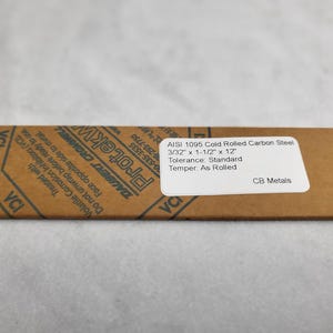 1095 Cold Rolled Carbon Steel 3/32" x 1-1/2", 12" bar, Knife Making Stock, Billet