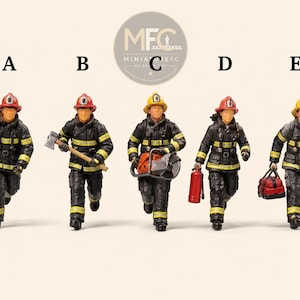 Figurine miniature pompier HO 1/64 1/87 Diorama des services d'urgence Peinture à la main