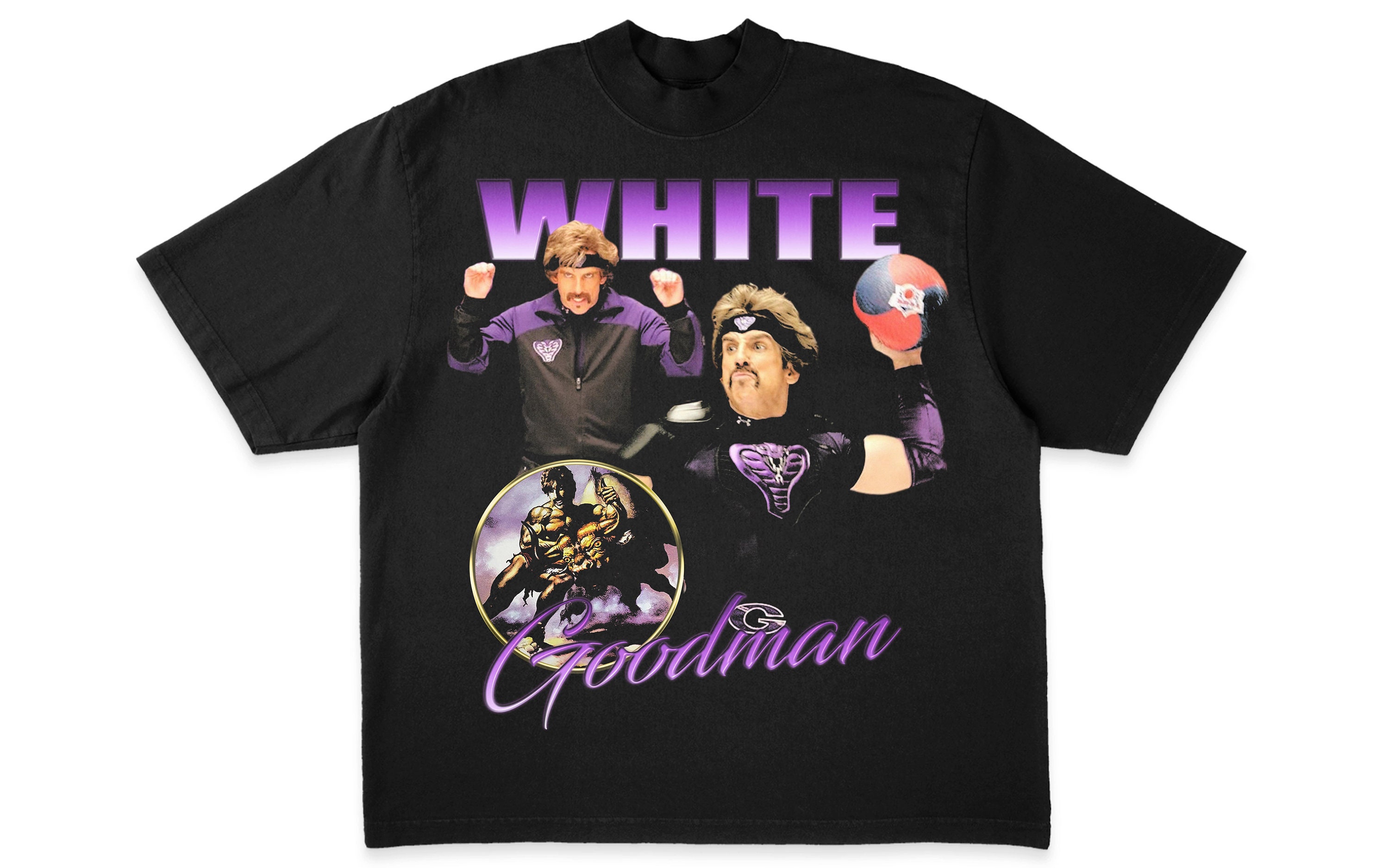 White Goodman Dodgeball Globogym Purple Cobras Vintage Bootleg Heavyweight Shirt