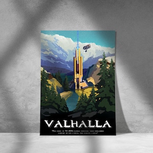 Valhalla Travel Poster - Halo Video Game Map - Video Game Poster Art