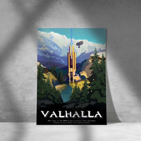 Valhalla Travel Poster - Halo Video Game Map - Video Game Poster Art