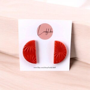 Red textured statement Studs