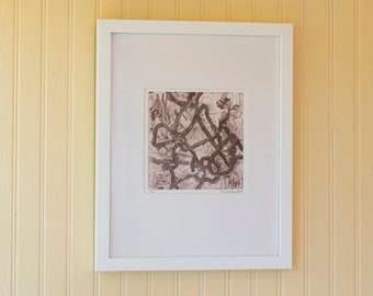 Original etching print "Knot" - Framed Intaglio print Aritst Proof
