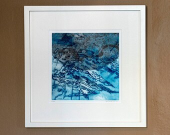 Original etching print "Indications" - Framed, Intaglio with Chine-collé
