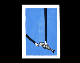 handmade Screenprint "Joy #2" funky decor kitchen