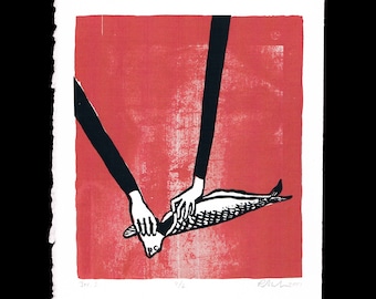handmade Screenprint "Joy" funky decor