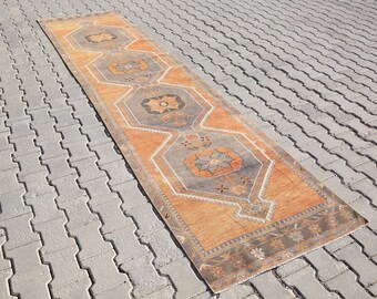 3x12, turkish runner, 3'0x12'2 ft, halway runner, corridor runner, turkish rug, oushak rug, oushak runner, vintage  runner, oushak runner