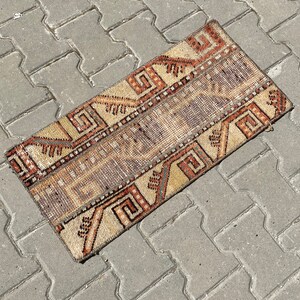 turkish doormat rug, 1'2x2'6 ft, oushak rug, anatolian rug, turkish small rug, small rug,doormat rug, bathroom rug, vintage rug,kitchen rug,