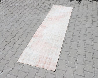 Hand-Knotted Turkish Runner Rug: Pink Oushak Entry Rug (2'3x7'6 feet)