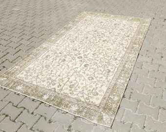 Tapis turc Oushak vintage : tapis en laine noué à la main (4'7x8'2)