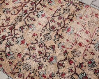 Vintage Oushak Rug: 3'8x6'0 Hand-Knotted Turkish Wool Rug