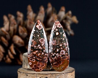 Red Orbs Jasper Earring Pair – Natural River Jasper with Crystalline Druzy