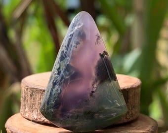 Moss Purple Chalcedony Cabochon: Polished Gemstone (32x23x7mm)