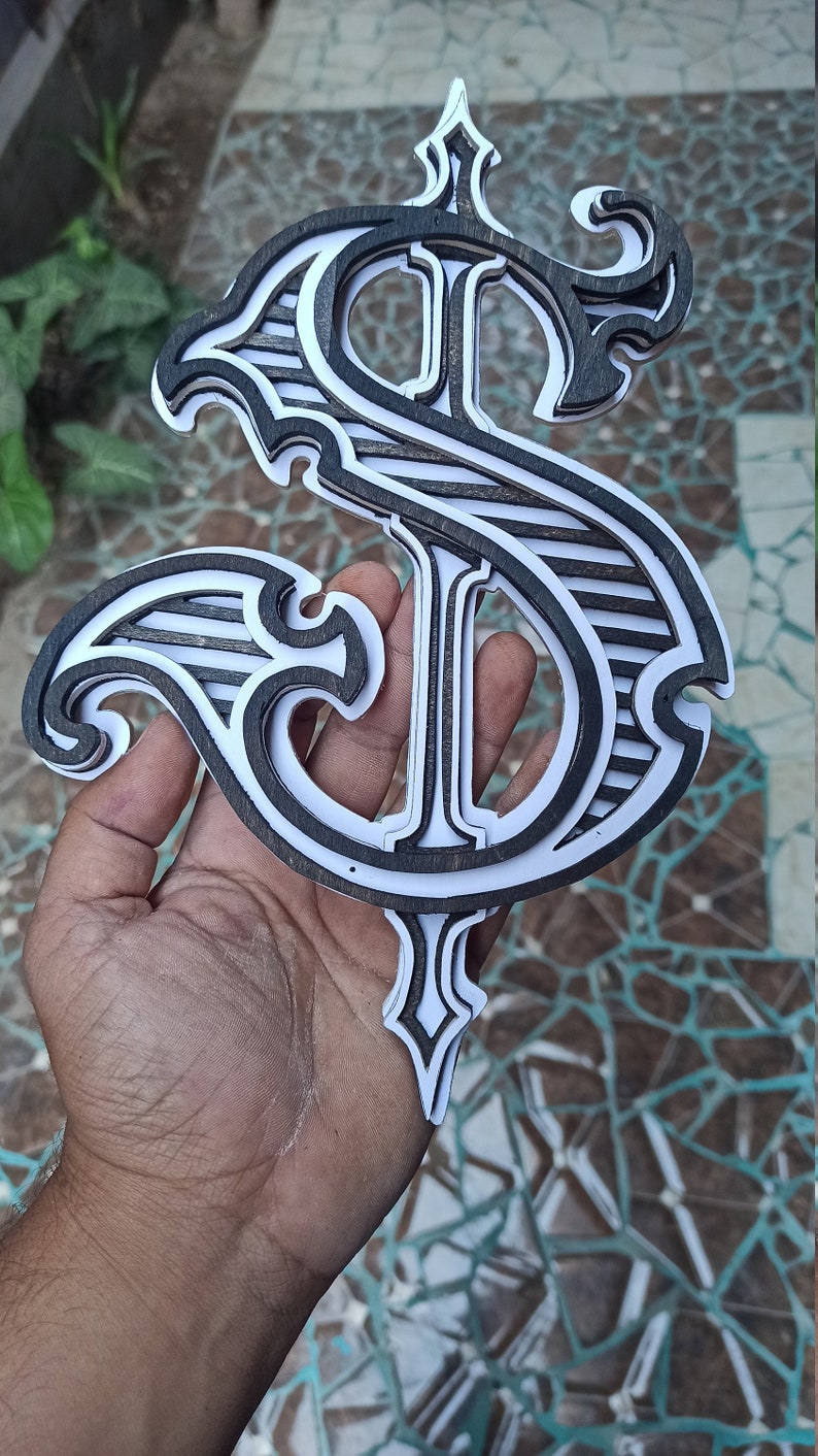 S letter scroll saw pattern k001 scrollsaw file laser Etsy