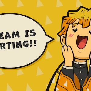 Pantalla de transmisión de Happy Anime Boy: ¡la transmisión está comenzando! ¡La transmisión está fuera de línea! ¡La transmisión está terminando! ¡Vuelvo enseguida!