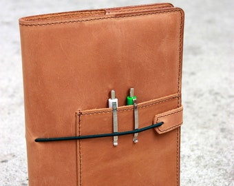 A5 leather cover for notebook, Leather cover for notebook with size 5,83 x 8,27 inches