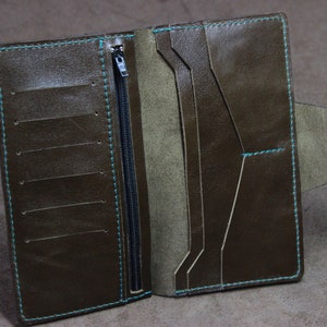Monedero de la mujer, cartera de cuero de la mujer, cuero de la cartera de la mujer, clip del dinero para la mujer, cartera del monograma, cartera minimalista, cartera larga, cartera delgada