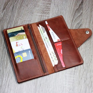 Regalos para hombres, monedero de cuero para hombres, personalizado cuero hombres cartera de marido regalo, hombres cartera larga, Bifold cartera delgada, regalo de Día de San Valentín