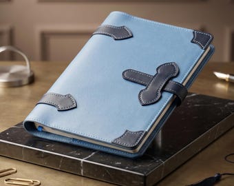 Gepersonaliseerde leren A5-notebookomslag, handgemaakt dagboek, kaartsleuven