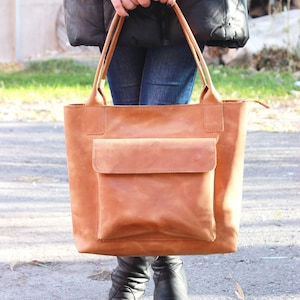 Large leather tote,Soft leather bag,everyday tote bag,tote with pockets,large leather bag,tote with zipper,everyday leather bag,shopper