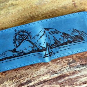 Mountain wallet,Men wallet,leather handmade wallet,forest tree wallet,customized wallet,boyfriend gifts,birthday gift,dad gifts,Gift for him