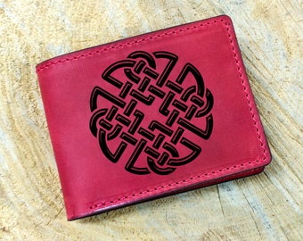 Viking Leather Bifold Men Wallet, Norse Celtic Leather Wallet, Vegvisir Norse Runes Card Bifold Wallet, Credit Card Wallet, Odin Gift