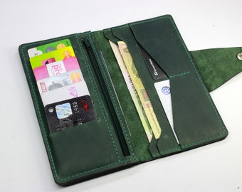 Mens personalized long wallet,CEO wallet,Mens long travel wallet,long bifold wallet,Breast pocket wallet,long billfold, Custom long wallet