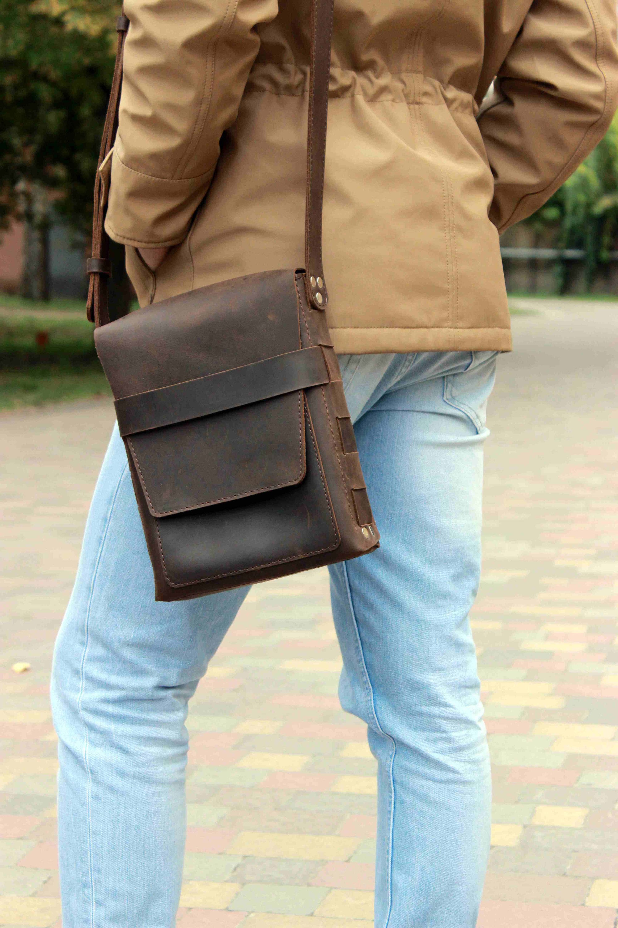 Mens shoulder bag Leather shoulder bag men Mens messenger Etsy