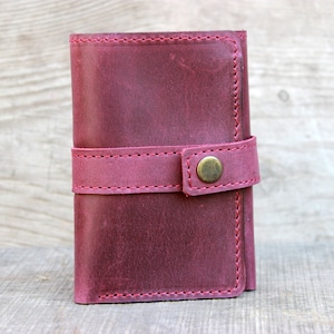 Monedero de cuero triple mujer, bolso triple marrón, billetera de cuero para damas, billetera personalizada, billetera monograma, billetera de mujer de Borgoña