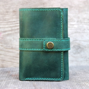 TRIFOLD MENS WALLET, Cartera triple de cuero para hombre hecha con cuero envejecido, cartera personalizada para hombre, cartera de cuero con capacidad para mucho dinero