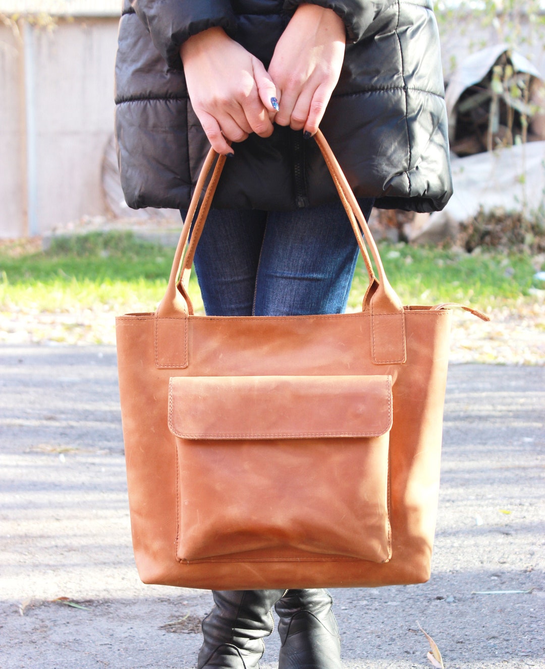 Large Leather Totesoft Leather Bageveryday Tote Bagtote - Etsy