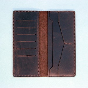 Cartera larga personalizada, cartera de cuero largo para hombre, cartera larga, billetera larga, cartera bifold personalizada