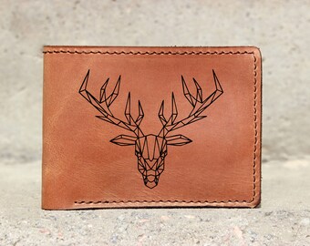 Mens leather wallet, Mens wallet, dear wallet, leather wallet, animal wallet, groomsman gift, leather wallet mens, bifold wallet