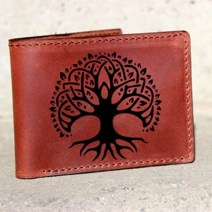 Tree Of Life Wallet Mens Leather Wallet Celtic Leather Wallet Tree Wallet Personalized Custom Gift Man Boyfriend Birthday Custom Geek Gift