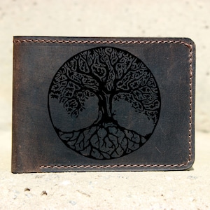 Yggdrasil Monogram Wallet / OUROBOROS Gift / Celtic Engraved Wallet / Viking Classic Card Wallet / Wedding Viking Gift / World Tree Gift