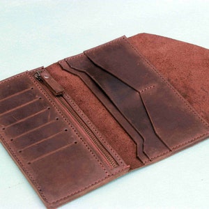 Afligido cuero mujer cartera larga cartera Billfold monedero para hombre cartera de cuero mujer cuero hombre cartera Monedero para mujer
