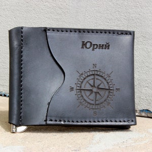Einzigartige Geschenke für ihn Rindsleder Geld Clip für Männer personalisierte Geschenke für Männer echtes Leder Brieftasche mit ID Fenster Valentinstag Geschenk