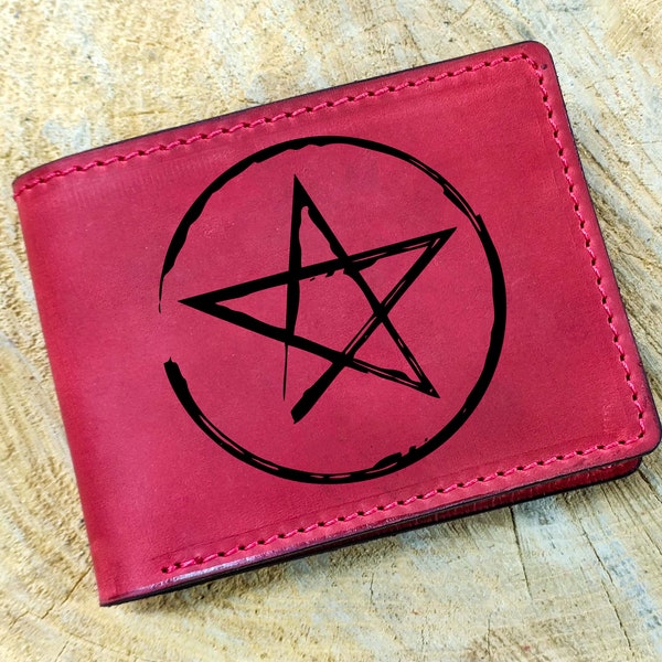 Seal Sigil of Simon Necronomicon Gate Leather BiFold wallet Goetia custom card Wallet Call of Cthulhu Mens Gift wallet