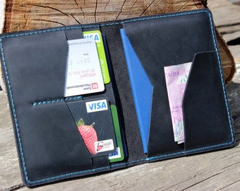 MONOGRAMA Cartera de viaje de cuero Funda de pasaporte Cartera de pasaporte personalizada Titular de pasaporte de cuero desgastado Regalo de viaje personalizado