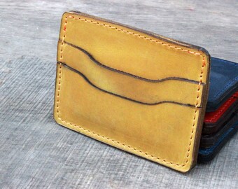 Personalized Business Card Holder, Leather Bifold Credit Card Case, Customized Business Card Holders with Embossed Initials, Slim Card Case