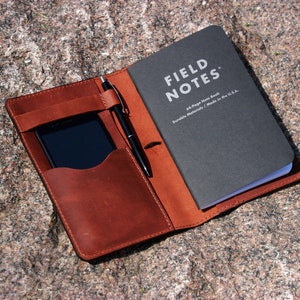 Leather Journal Cover for Moleskine Cahier Notebook Pocket size 4.75x7.5&quot; Field Notes Cover Vintage Refillable Notepad Handmade